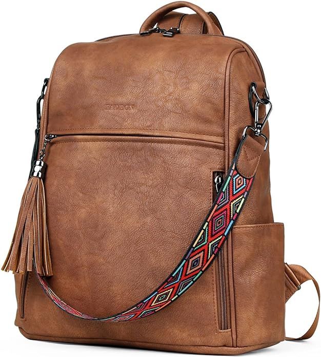 FADEON Leather Backpack Purse for Women Designer Ladies Shoulder Bag Fashion Convertible Travel B... | Amazon (US)
