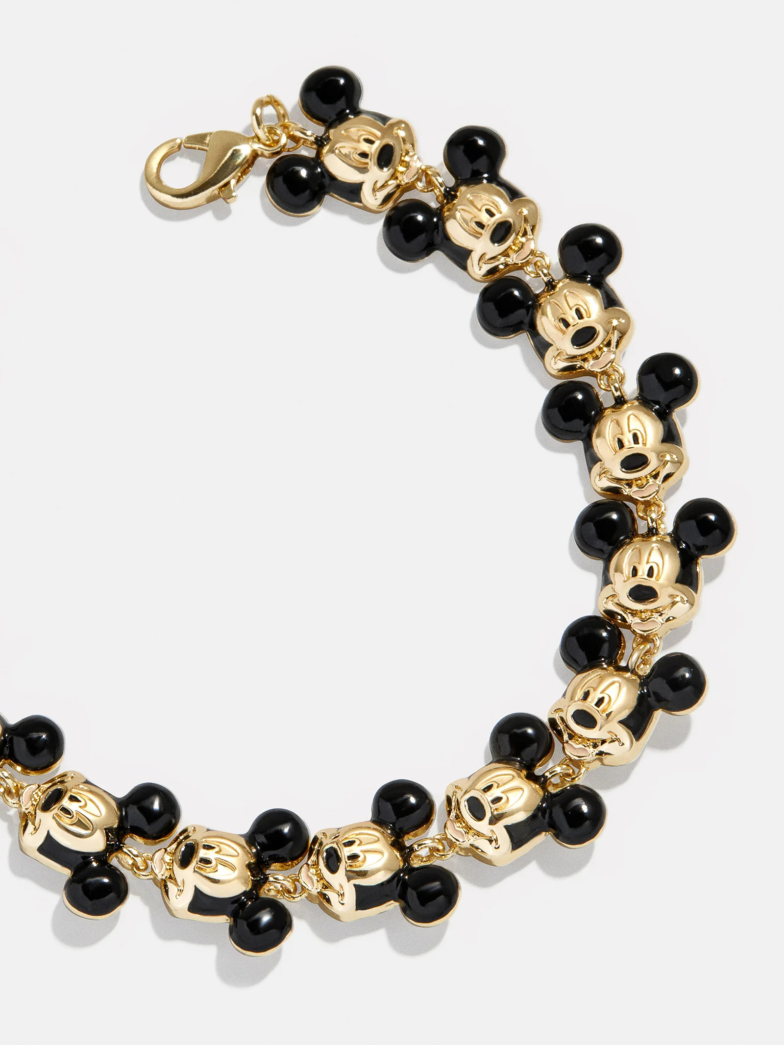 Disney Mickey Mouse Repeating Character Head Bracelet - Gold/Black | BaubleBar