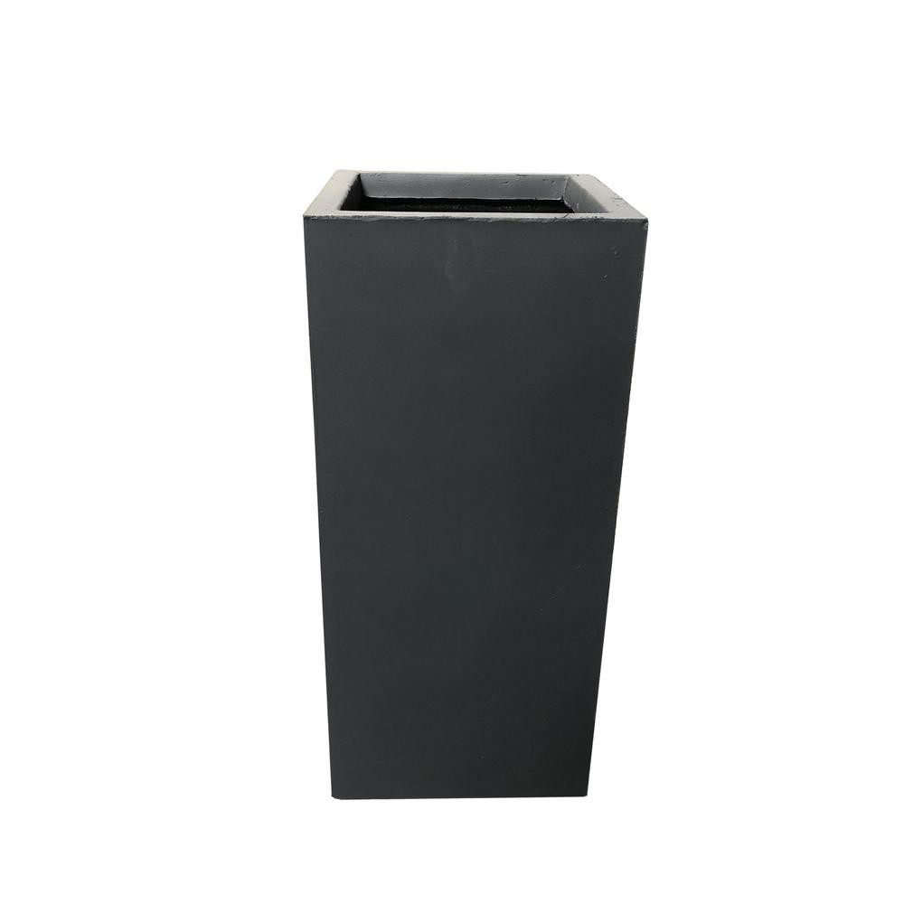 24 in. Tall Charcoal Lightweight Concrete Rectangle Modern Outdoor Planter | The Home Depot