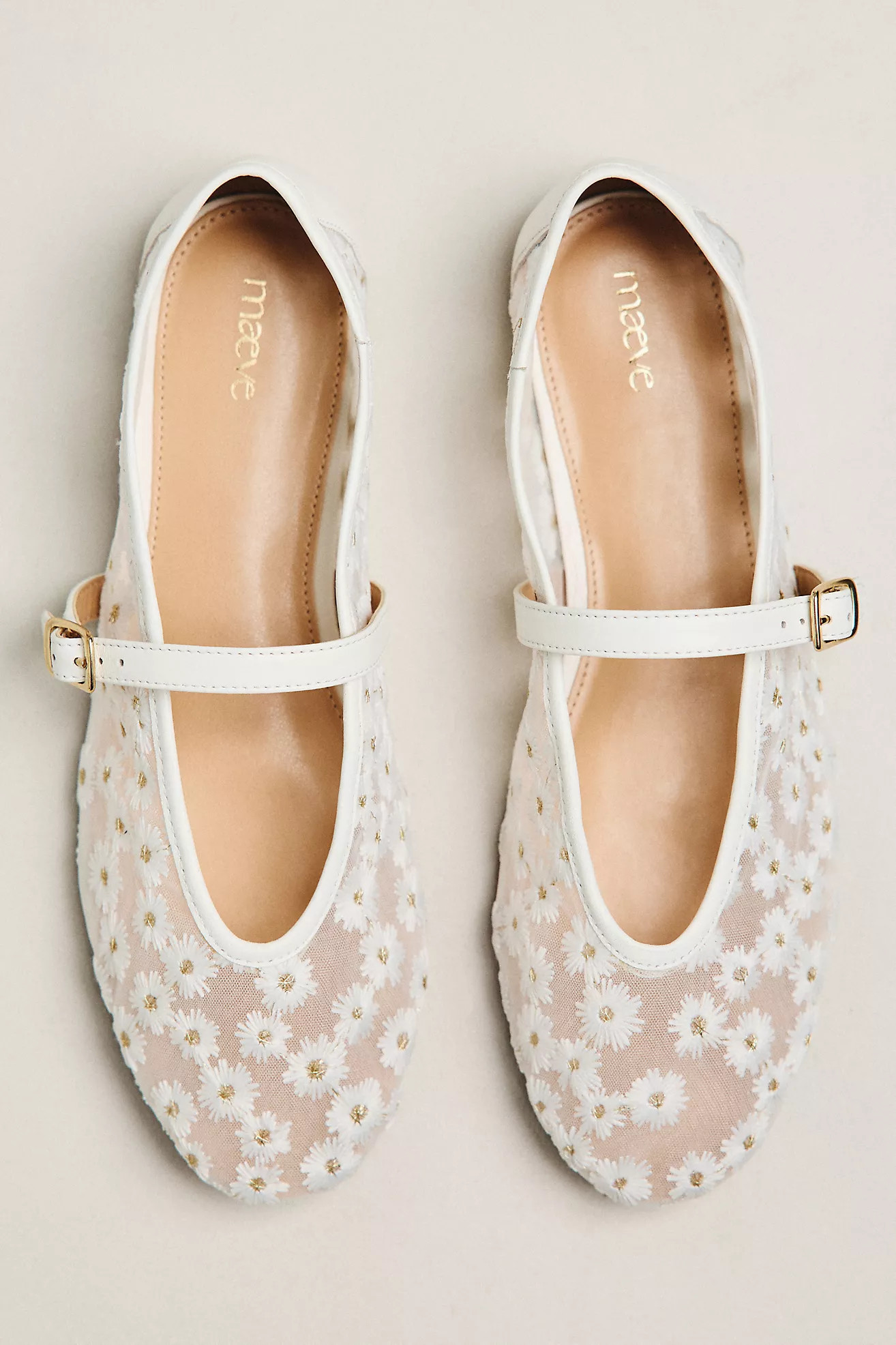 Maeve Embroidered Mesh Ballet Flats | Anthropologie (US)