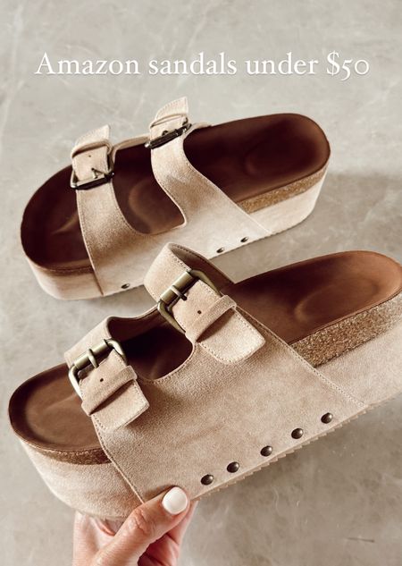 Amazon platform sandals, look for less find 

#LTKStyleTip #LTKFindsUnder50