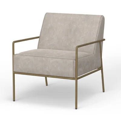 Zili Accent Chair, Faux Leather, Plush Foam, Sleek Gold Metal Finish | Wayfair North America