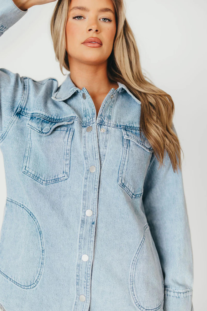 Meritt Longline Denim Jacket in Light Wash | Worth Collective