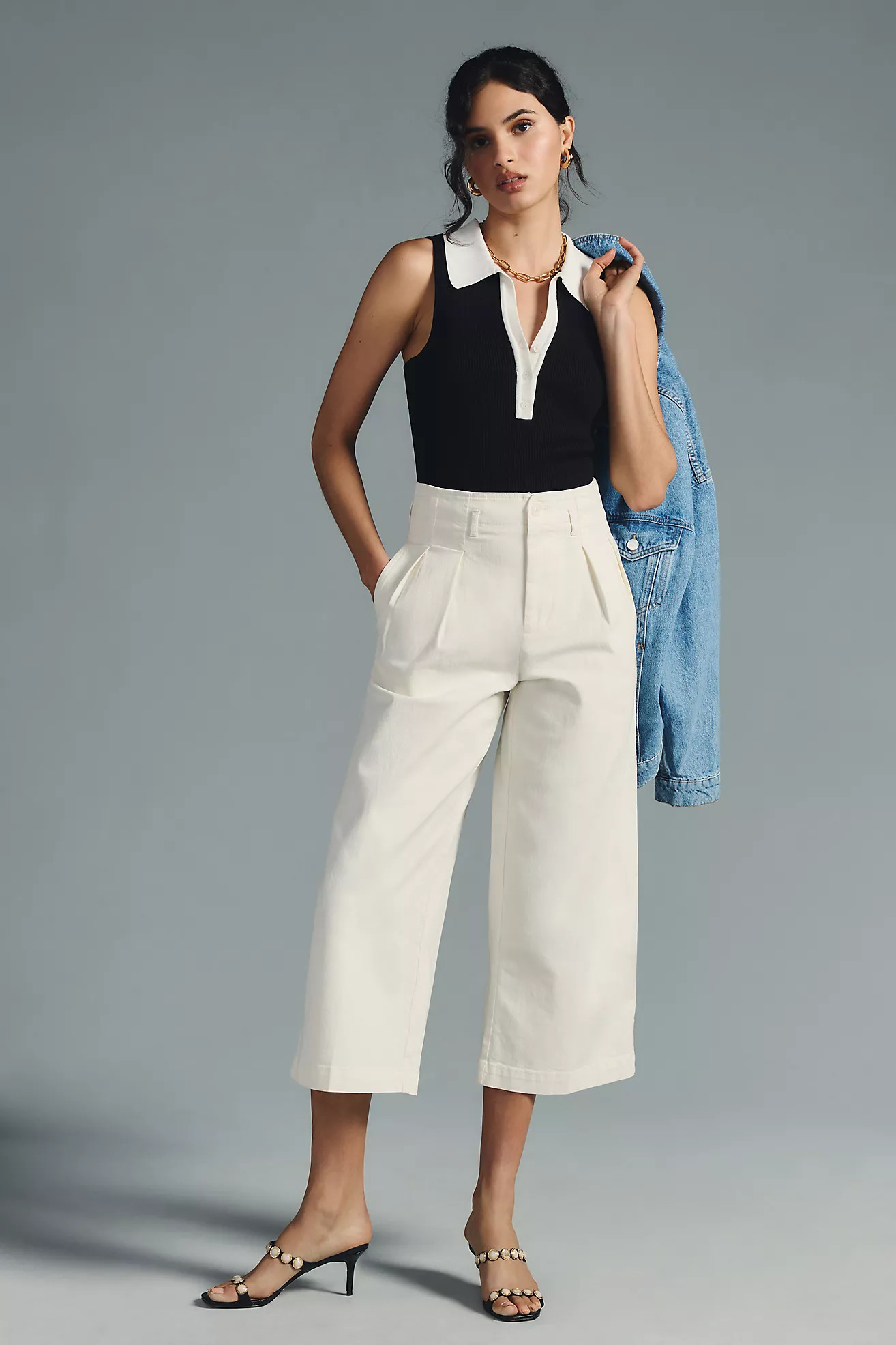 Maeve Remi Wide-Leg Crop Chino Pants | Anthropologie (US)