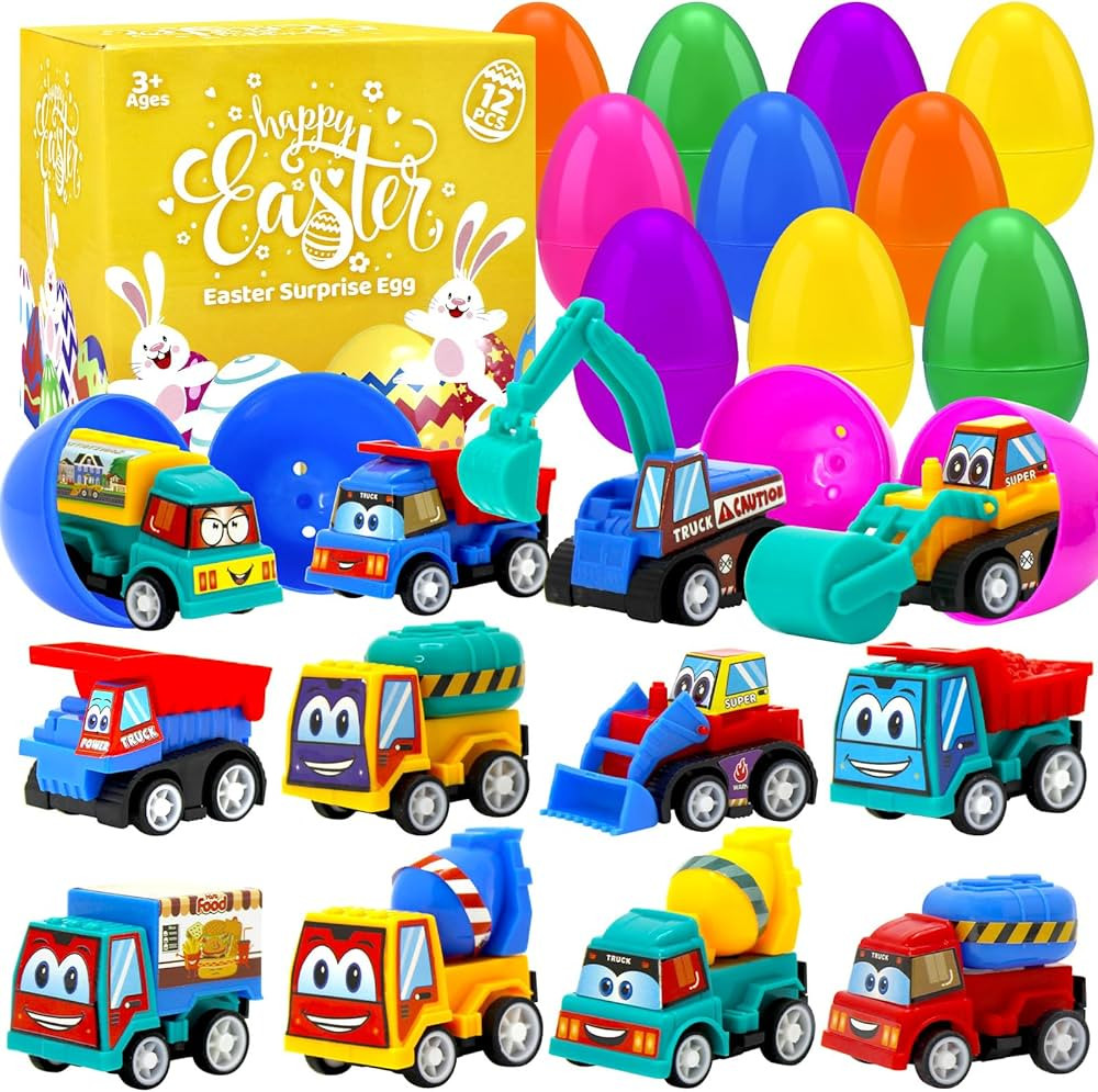 ZMCINER 12pcs Easter Egg Prefilled with Toy Vehicles Colorful Plastic Easter Eggs Filled for East... | Amazon (US)