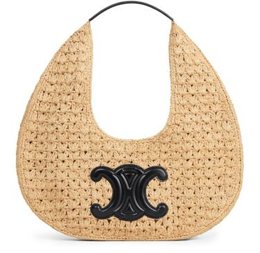 Celine classic panier hobo bag  in raffia and calfskin | 24S US