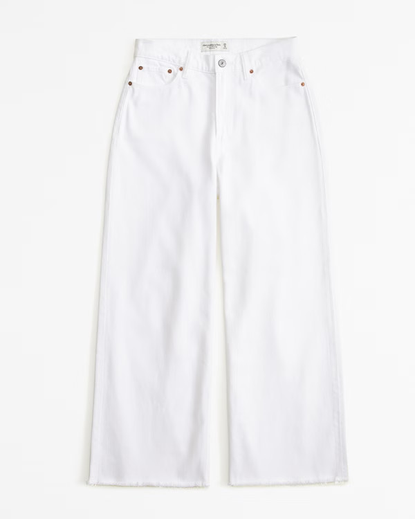 Women's Curve Love High Rise Cropped Wide Leg Jean | Women's Bottoms | Abercrombie.com | Abercrombie & Fitch (US)