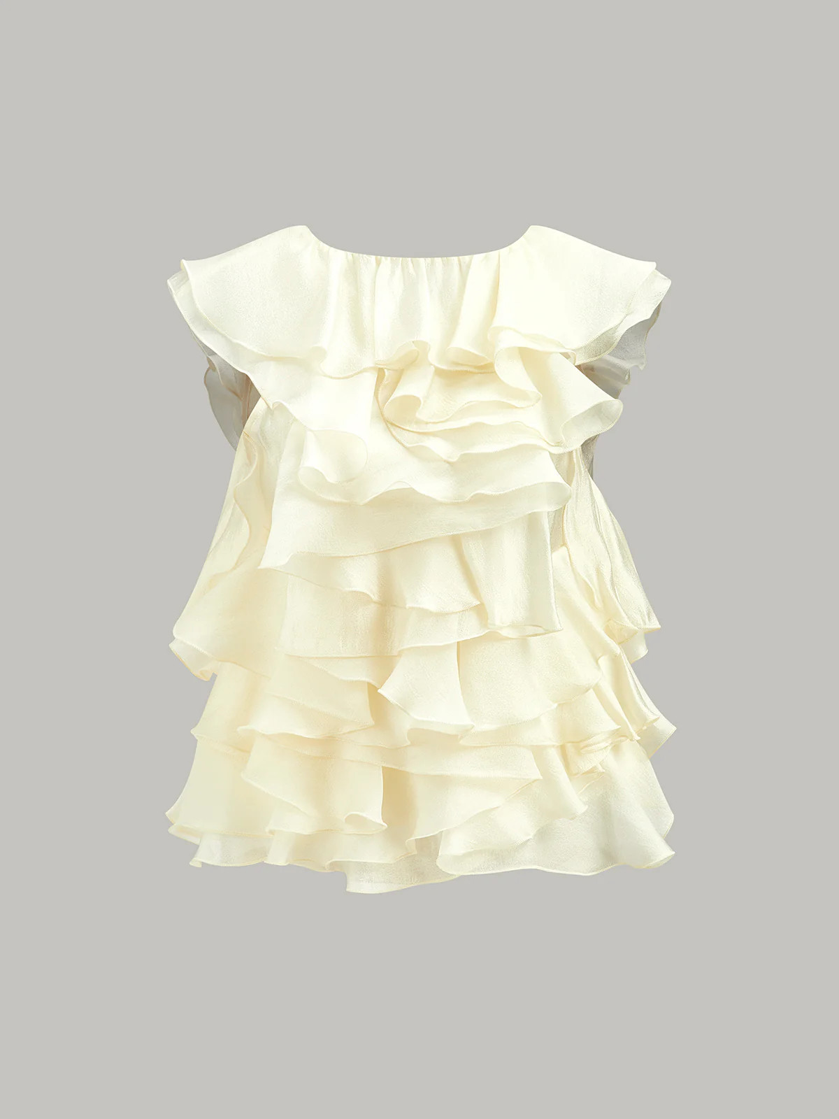 Ruffle Detail Keyhole Back Top | Commense