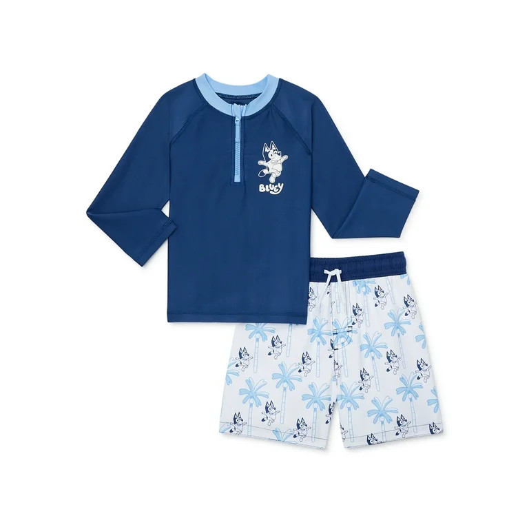 Toddler Boy Character Long-Sleeve Rashguard Swim Set, Sizes 12M-5T | Walmart (US)