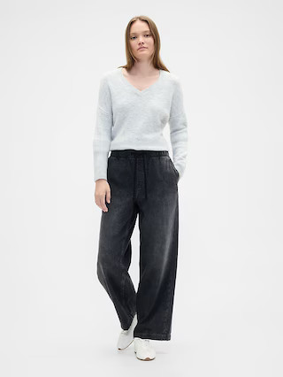 High Rise Pull-On Wide-Leg Jeans | Gap Factory