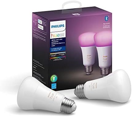 Philips Hue White and Color Ambiance 2-Pack A19 LED Smart Bulb, Bluetooth & Zigbee compatible (Hu... | Amazon (US)