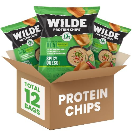 WILDE Spicy Queso Protein Chips, 12g Protein, 1.34 oz Bags, Pack of 12 | Amazon (US)