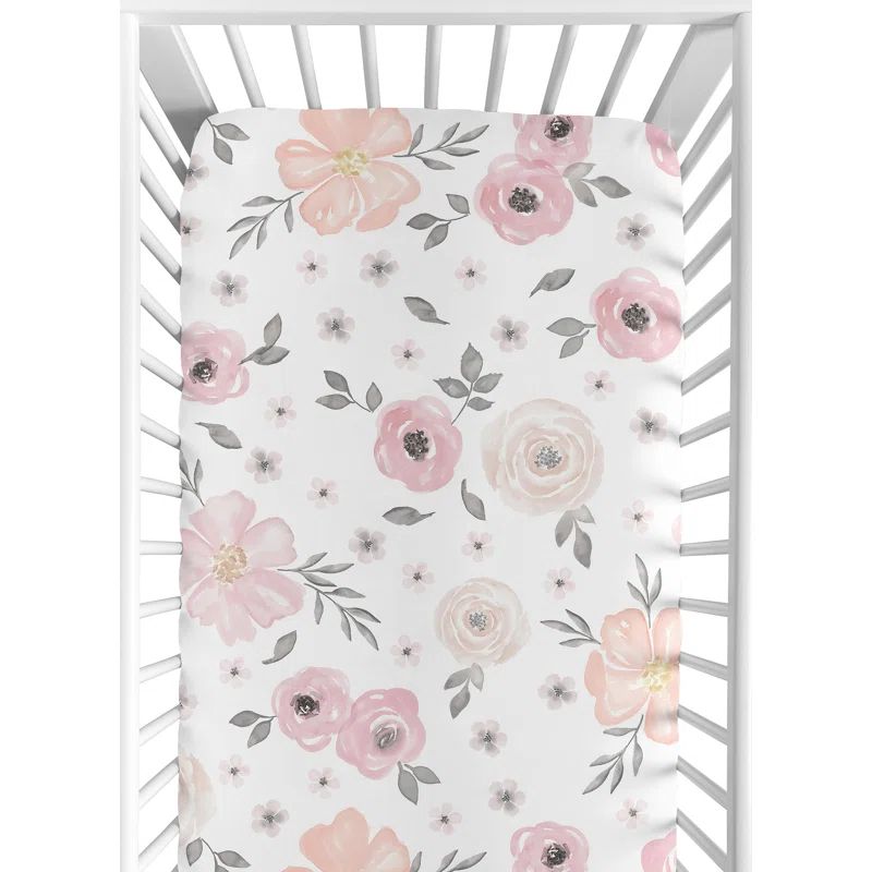 Watercolor Floral Fitted Crib Sheet | Wayfair North America