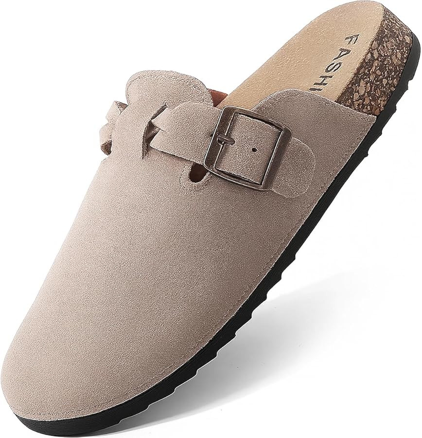 Women's Suede Clogs Mens Leather Mules Comfort Cork Footbed Sandals with Arch Support and Adjusta... | Amazon (US)