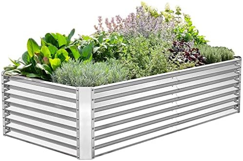 8x4x2ft Galvanized Metal Raised Garden Bed for Vegetables, Outdoor Garden Raised Planter Box, Bac... | Amazon (US)