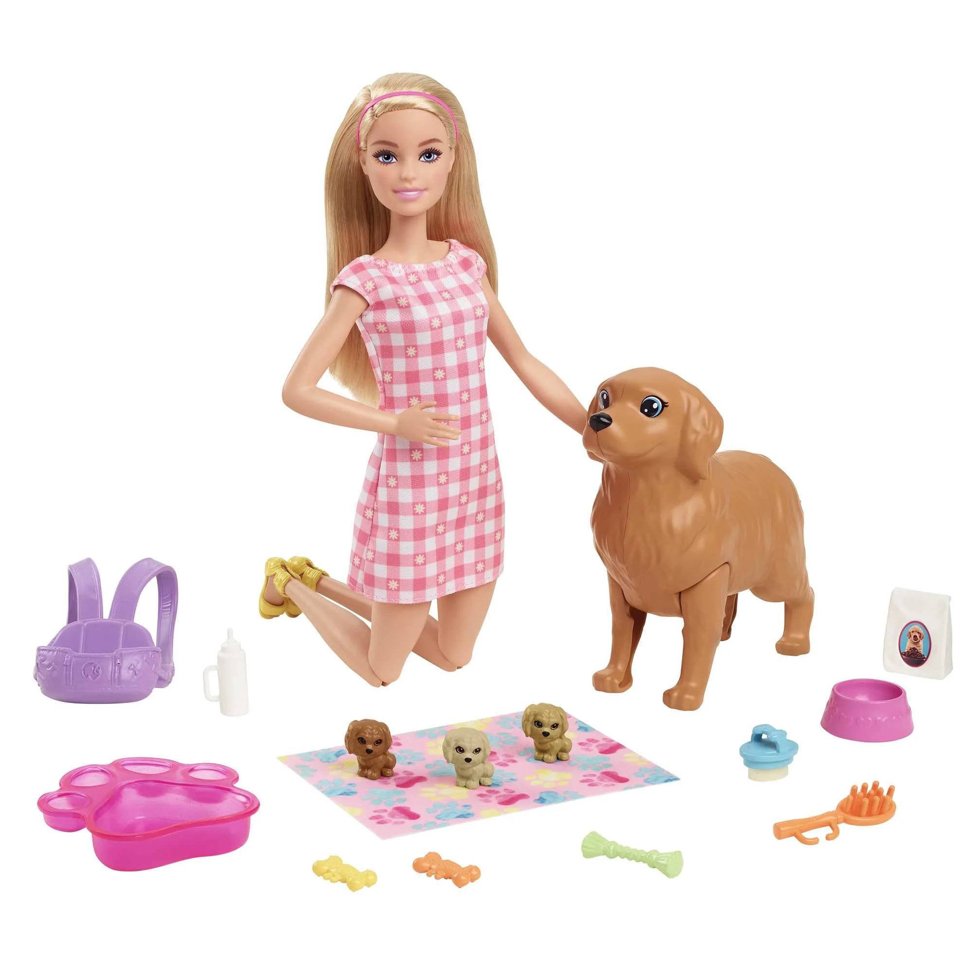 Barbie Doll & Newborn Pets Playset with Pregnant Mom Dog, Color-Change Puppies & Accessories, Blo... | Walmart (CA)