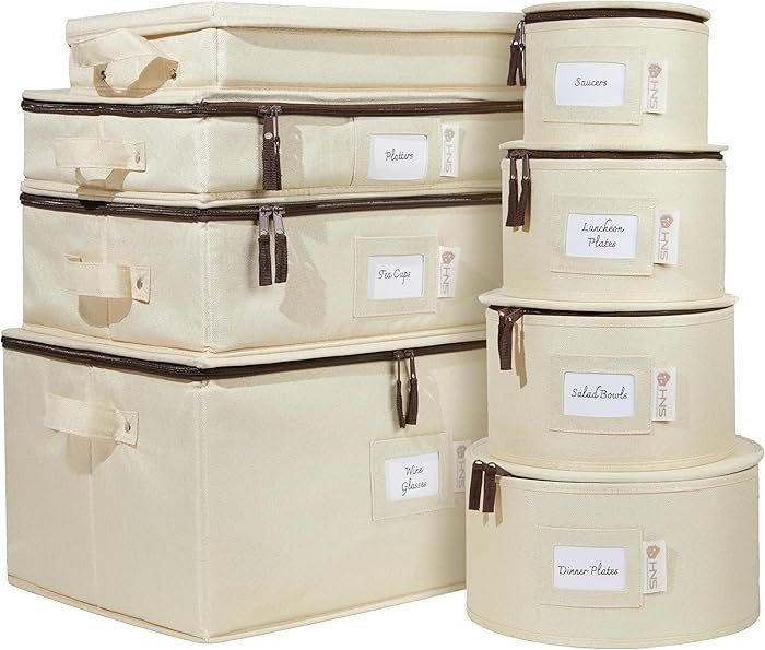 China Storage Hard Shell Containers 8-Piece Set Moving Boxes for Dinnerware, Glasses, Plates, Mug... | Amazon (US)