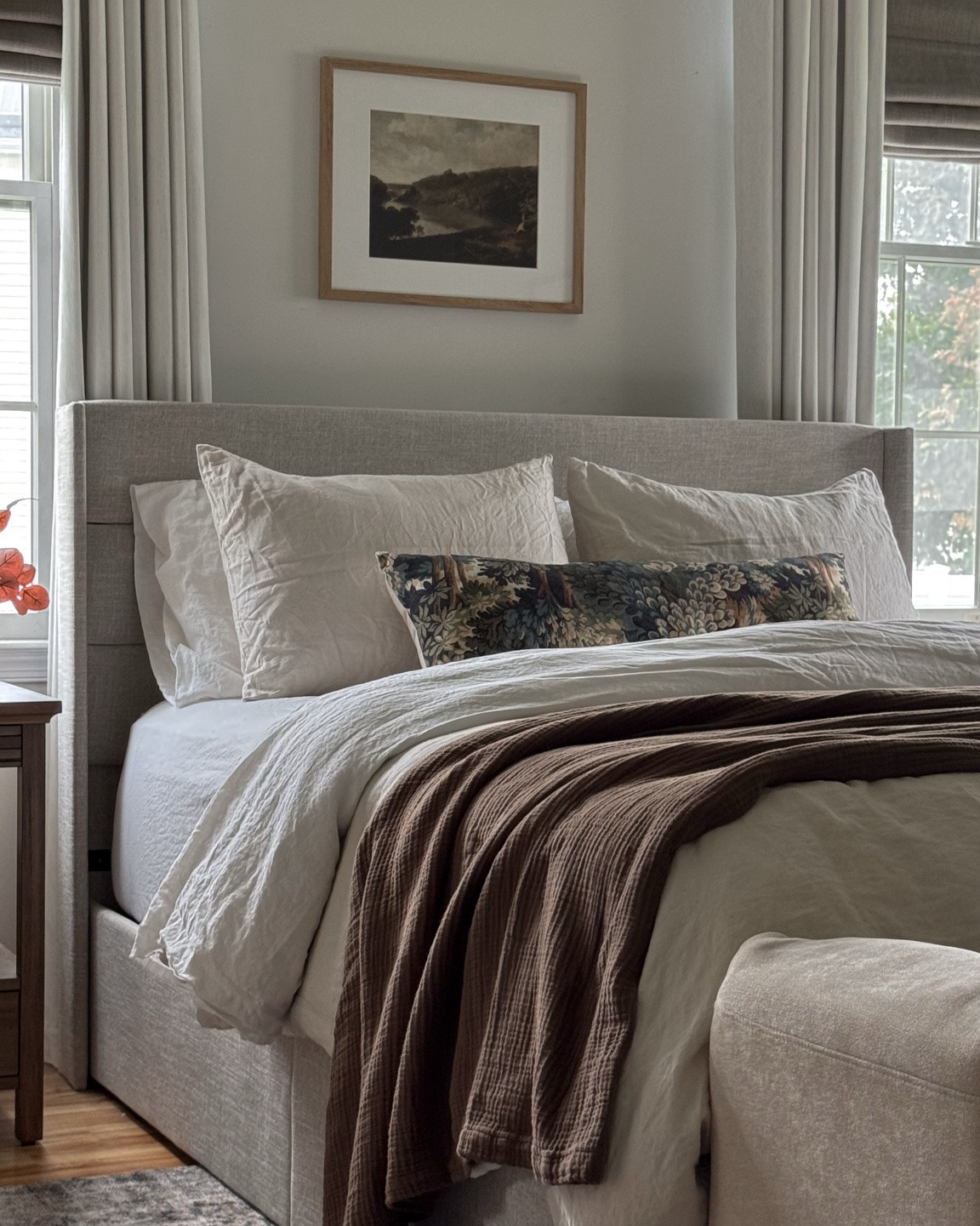 Bedroom decor, bed throw pillows, amazon curtains, bedding, bedroom rug, nightstand decor, nightstand lamp, neutral bedroom ￼

#LTKHome
