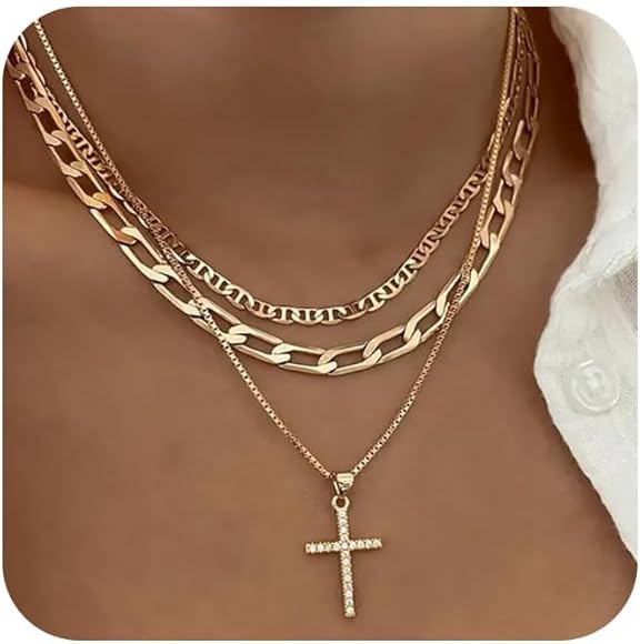 Layered Gold Necklaces for Women Dainty 14k Gold/Silver Plated Stackable Choker Necklaces for Wom... | Amazon (US)