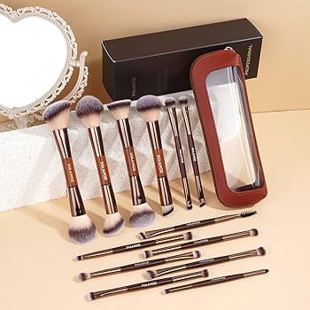 MAANGE 13 Pcs Foundation Makeup Brush Set With Bag, Make up Brushes, Double-End Multi Functional ... | Amazon (US)