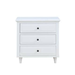 White 3-Drawer Nightstand Storage Wood Cabinet S286783AAK | The Home Depot