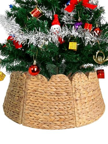 Christmas Tree Collar, 24" Woven Hyacinth Xmas Tree Collar for Artificial Trees, Woven Tree Stand Base Cover, Christmas Tree Skirt for Holiday Home Decoration | Amazon (US)