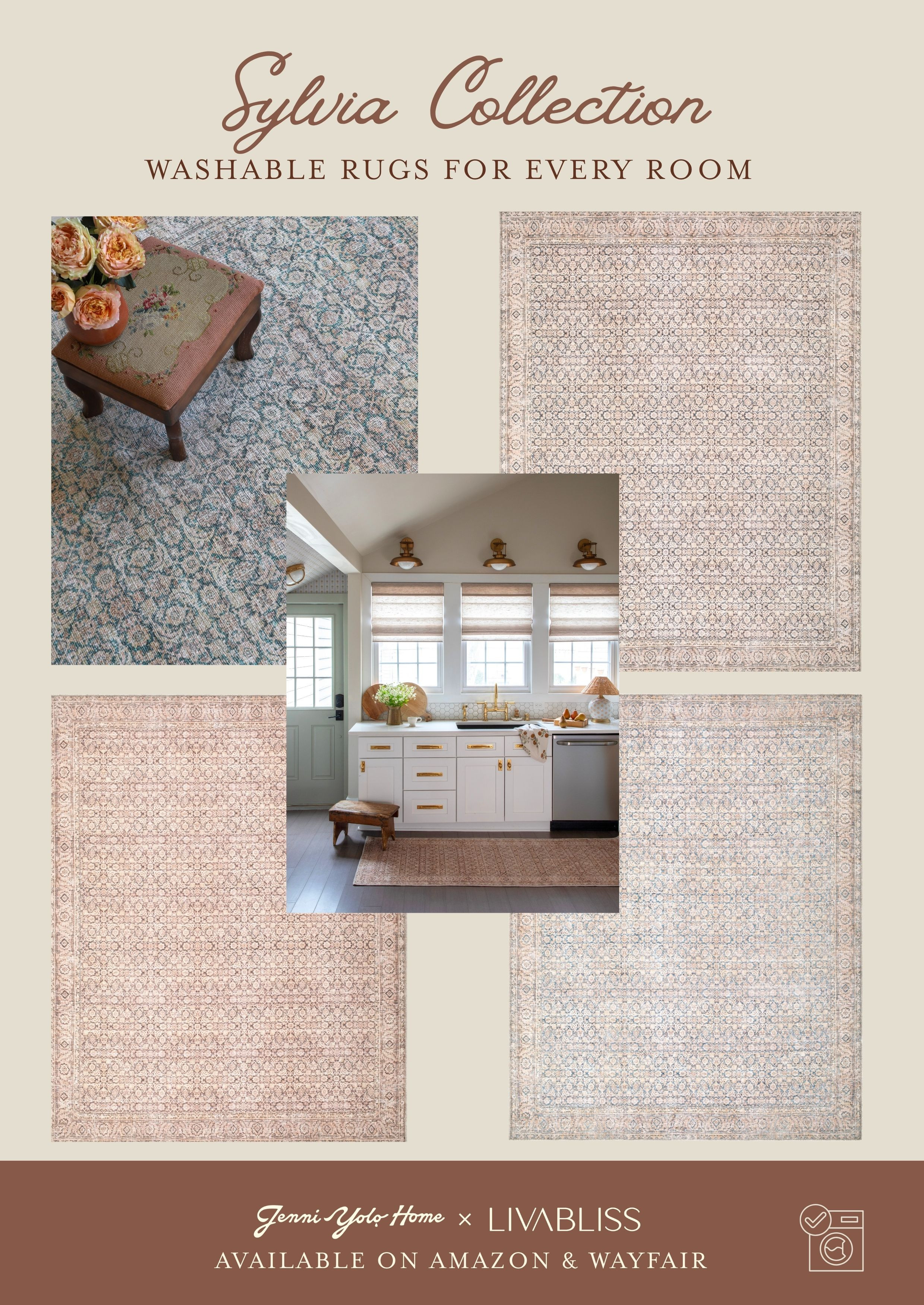 The Sylvia rug blends classic style with everyday convenience. Similar to the Amelia, this washable area rug features a timeless pattern. It’s low pile design is perfect for high-traffic areas, adding character to your space while being practical enough for real life. I am personally in love with how good this rug looks in EVERY room I put it in!

#LTKHome #LTKmomlife