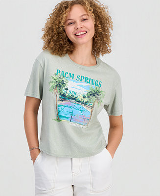 Rebellious One Juniors' Palm Springs Mineral Wash Graphic T-Shirt - Macy's | Macy's