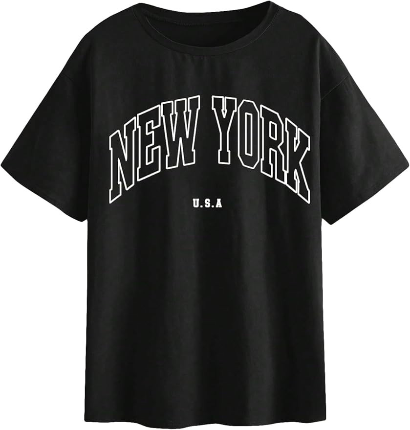 SOLY HUX Women's Graphic Oversized Tees Letter Print Summer Tops Vintage Half Sleeve Loose Casual... | Amazon (US)