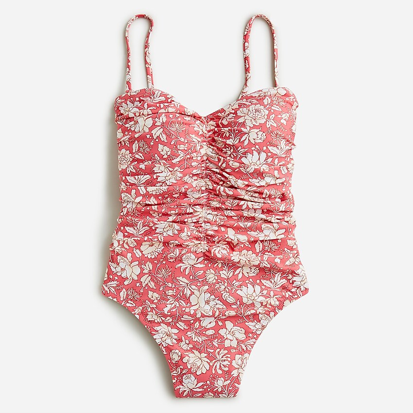 Ruched sweetheart one-piece in tossed floral | J. Crew US