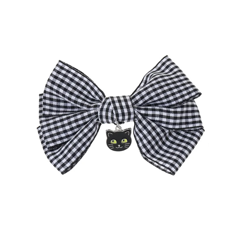 Way to Celebrate Halloween Women's Black Cat Gingham Bow Hair Clip, Multicolor, 1 Piece, Alligato... | Walmart (US)