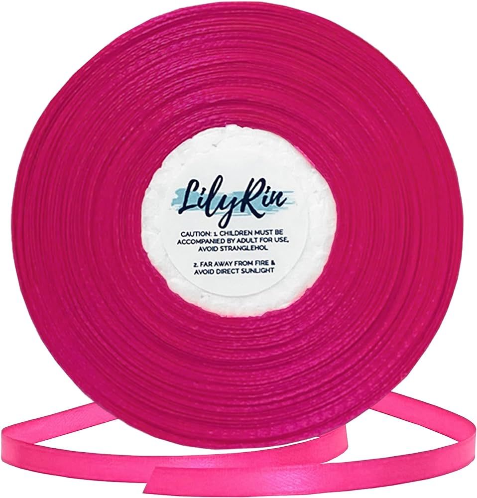 Hot Pink Ribbon 1/4 Inches 36 Yards Satin Roll Perfect for Scrapbooking, Art, Wedding, Wreath, Ba... | Amazon (US)