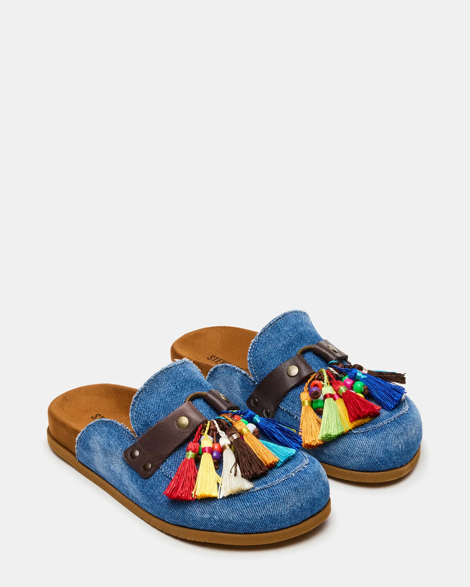 BERNIE Denim Mule Slip-On Footbed Round-Toe Women's Flat | Steve Madden (US)