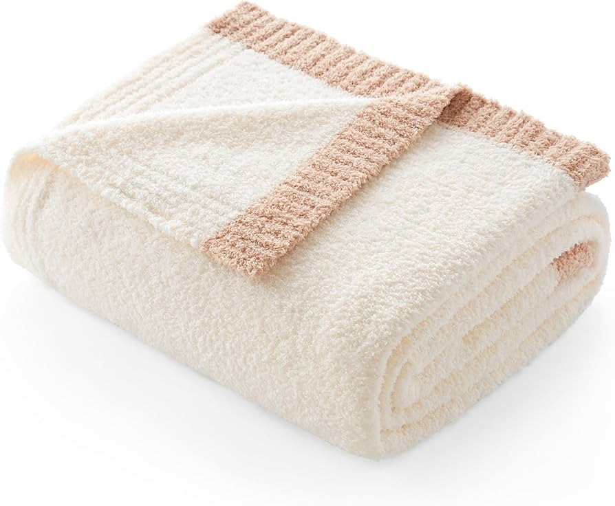 Snuggle Sac Ultra Soft Throw Blanket for Couch Bed Sofa 50x60 inches, Reversible Cream Blanket Mi... | Amazon (US)