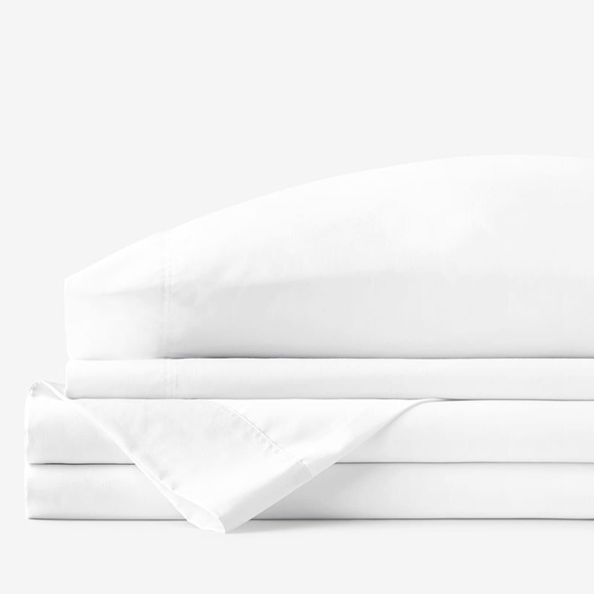 Classic Smooth Wrinkle-Free Sateen Bed Sheet Set - White, Queen | The Company Store