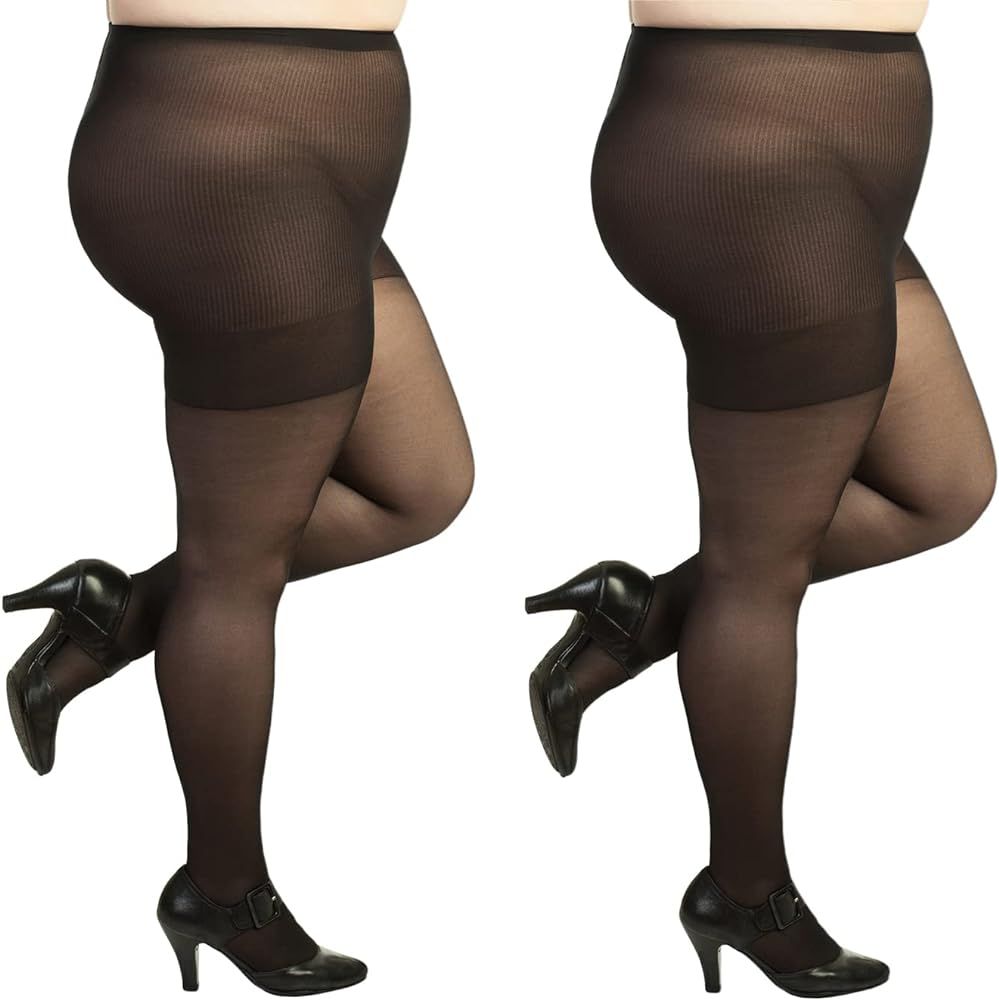 Plus Size Pantyhose for Women Soft Sheer Queen Tights | Amazon (US)