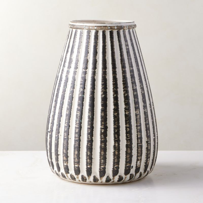 Justina Modern Ribbed White Vase + Reviews | CB2 | CB2