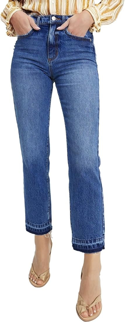 Astylish Womens High Waisted Straight Leg Ankle Jeans Casual Stretch Denim Pants | Amazon (US)