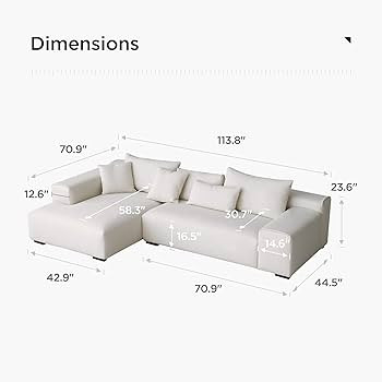 Acanva Modern L-Shaped Sectional Couch for Living Room, Bedroom, Comfy Sofa Set with Oversized Lo... | Amazon (US)