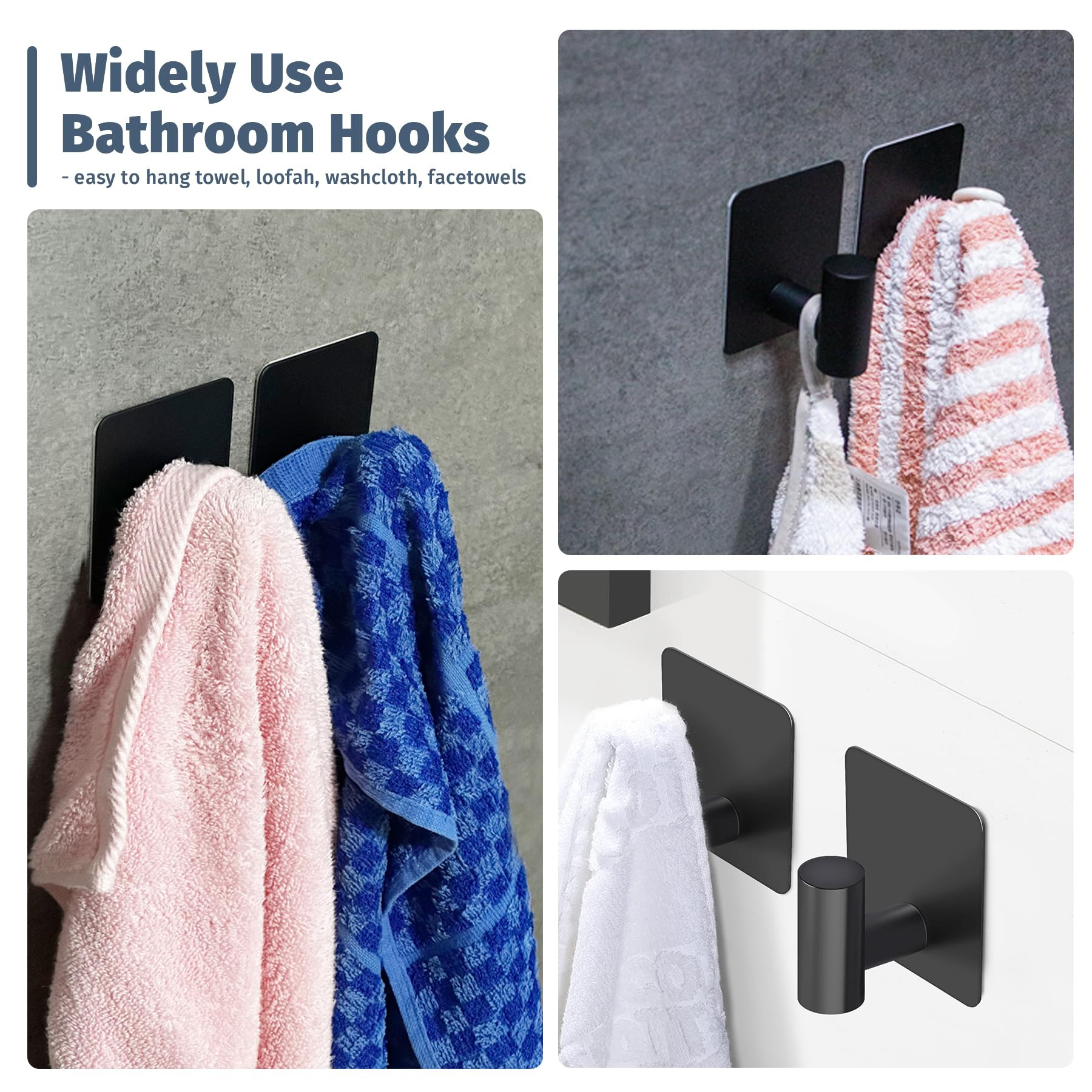 Adhesive Towel Hooks, Heavy Duty Stick on Towel Hooks for Bathrooms Wall Waterproof Adhesive Show... | Amazon (US)