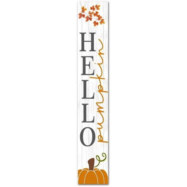 Rustic Hello Pumpkin Vertical Signs Hanging Wooden Welcome Vertical Porch Decor for Front Door Ho... | Walmart (US)