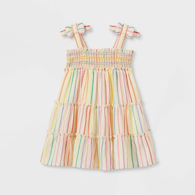 Toddler Girls' Rainbow Striped Smocked Tank Dress - Cat & Jack™ | Target