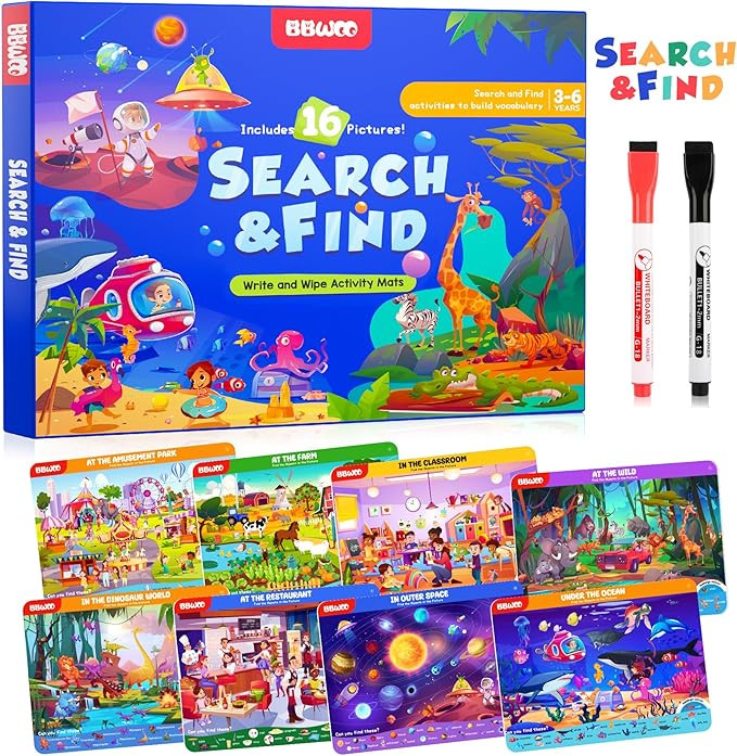 Search and Find Activity Books for Kids Ages 3-5, Toddler Travel Games Toys for Car Airplane, Roa... | Amazon (US)