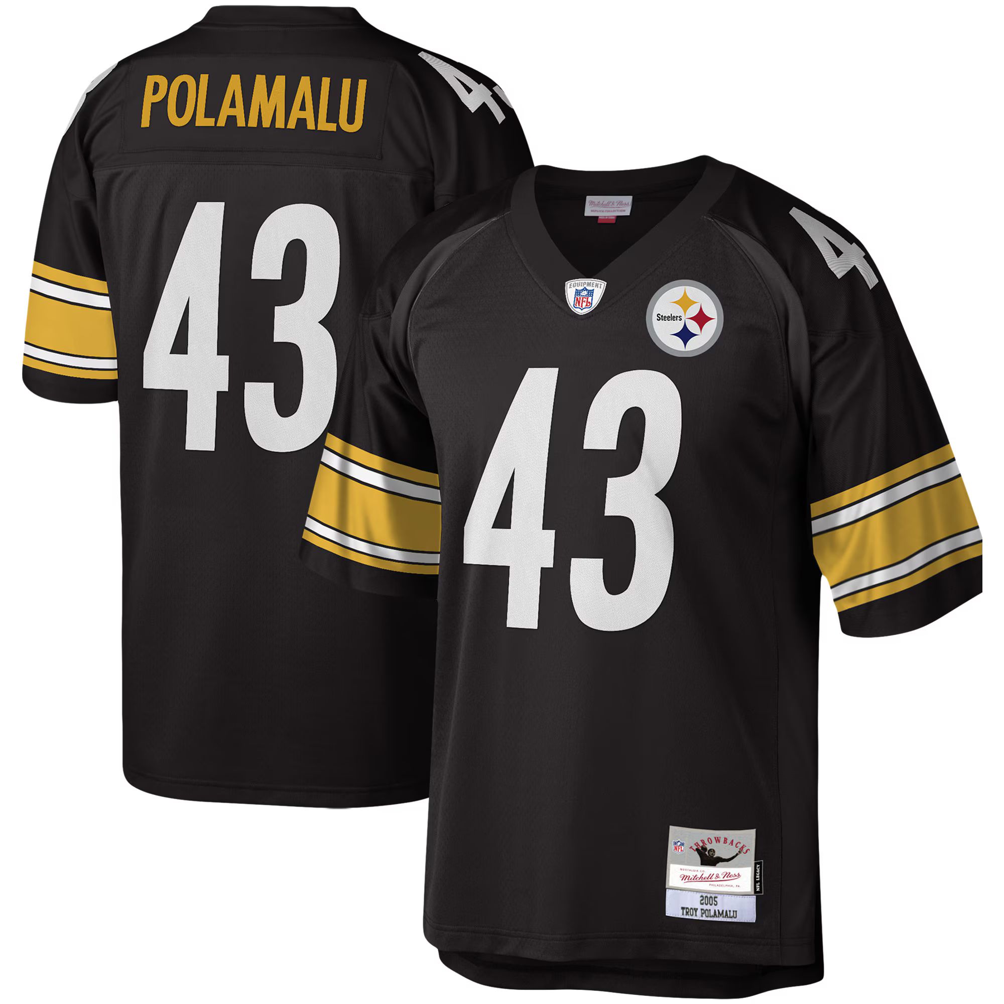 Men's Pittsburgh Steelers Troy Polamalu Mitchell & Ness Black Legacy Replica Jersey | NFL Shop