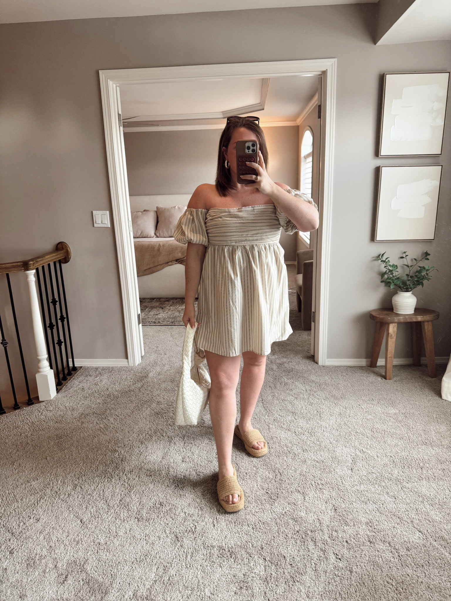 Loving a good off the shoulder dress for spring! Wearing a size Large! 

Size 12 | 5'4" | 180lbs 

 #LTKMidsize #LTKFindsUnder100 #LTKStyleTip