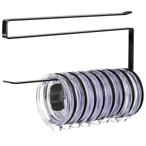 Tumbler Lid Organizer, Horizontal Tumbler Lid Storage Hook Up to 10 Lids, Space Saving Cup Lid Holders Under Cabinet Tumbler Lid Hook for Kitchen Organizer and Storage,Hanging Paper Towel Rack Hanger | Amazon (US)