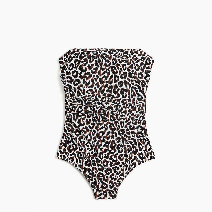 Leopard strapless one-piece swimsuit | J.Crew Factory