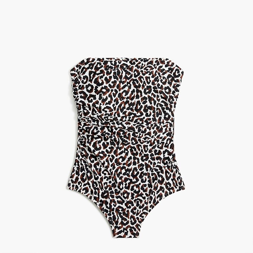 Leopard strapless one-piece swimsuit | J.Crew Factory