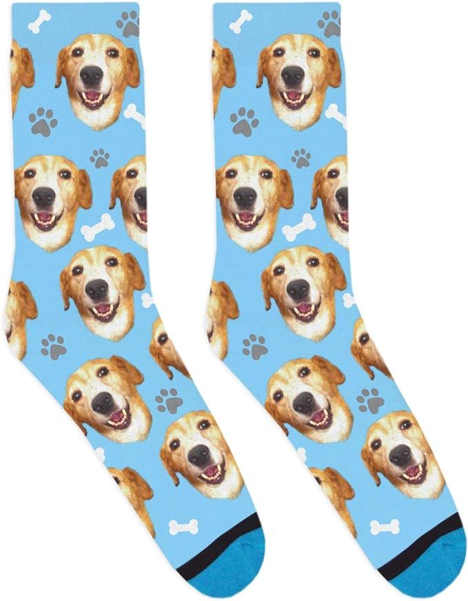DivvyUp Socks - Custom Dog Socks - Put Your Dog on Socks! (Small, Blue) | Amazon (US)