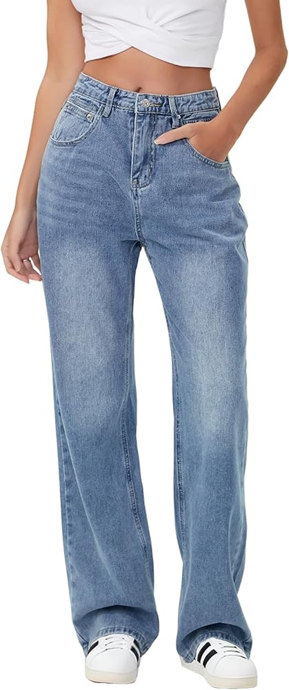 HDLTE Baggy Stretchy Jeans for Women High Waisted Trendy Wide Leg Jeans Boyfriend Denim Pants wit... | Amazon (US)